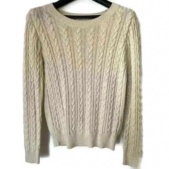 H&M Women’s Basic White Cable Knit Old Money Sweater Preppy Prep School Small - Picture 1 of 5